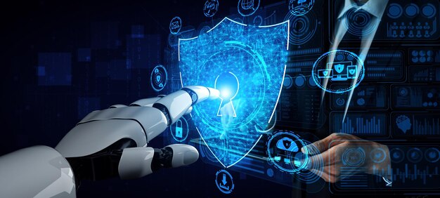 Inteligencia artificial futura y aprendizaje automático para un robot droide o cyborg