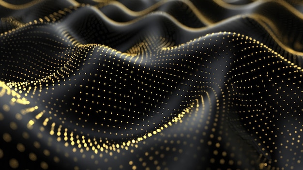 Inteligência Artificial Generativa Luxo preto e dourado com fundo texturizado 3D em estilo art déco