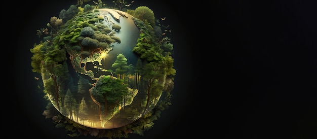 Inteligência artificial generativa Planeta ilustrado realista para o copyspace do Dia da Terra