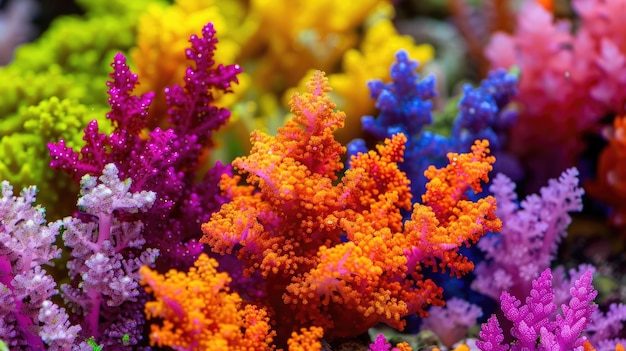 Foto inteligência artificial gerativa coral marinho colorido e bonito plantas subaquáticas
