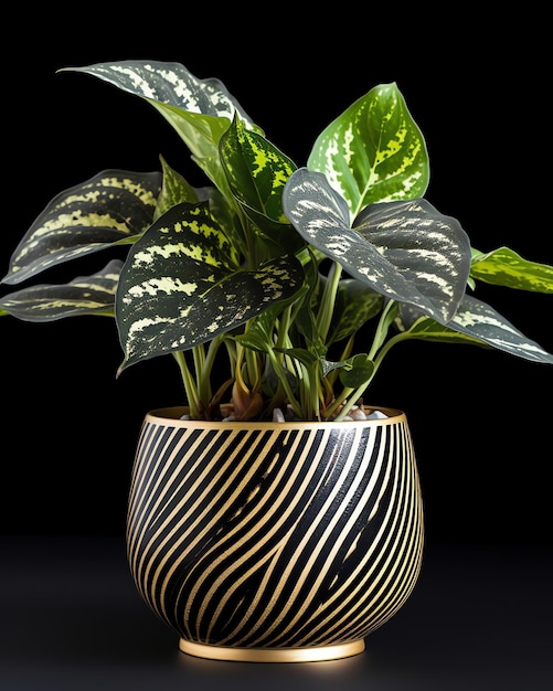 Inteligência Artificial Gerativa Elegante vegetação Plantas individuais de casa em potes de cerâmica elegantes Iluminando Ba Branco