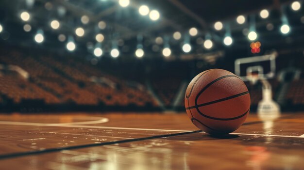 Inteligência Artificial Gerativa Quadra de basquetebol profissional fundo de arena desportiva vazia