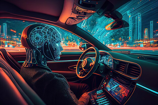 La inteligencia artificial gestiona el transporte sin conductor AI y Future Generative AI Illustration