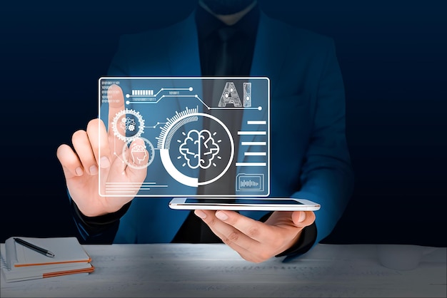 Inteligencia artificial (IA) circuitos cerebrales de cosas artificiales Ingeniería de datos de servicio al cliente e inteligencia artificial (AI) tecnología de asignación rápida (AI chatbot e inteligencia empresarial)