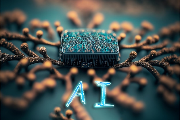 Inteligência artificial nova tecnologia Ciência futurista Abstrato cérebro humano Tecnologia AI CPU chipset da unidade central do processador Big data Aprendizado de máquina e dominação da mente cibernética Generative AI