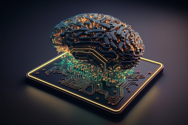 Foto inteligencia artificial nueva tecnología ciencia futurista resumen cerebro humano tecnología de ia cpu unidad central de procesador conjunto de chips big data aprendizaje automático y dominación de la mente cibernética ia generativa