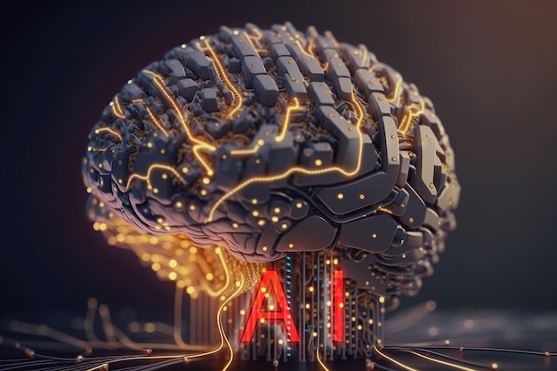 Inteligencia artificial nueva tecnología Ciencia futurista Resumen cerebro humano Tecnología de IA CPU unidad central de procesador conjunto de chips Big data Aprendizaje automático y dominación de la mente cibernética IA generativa