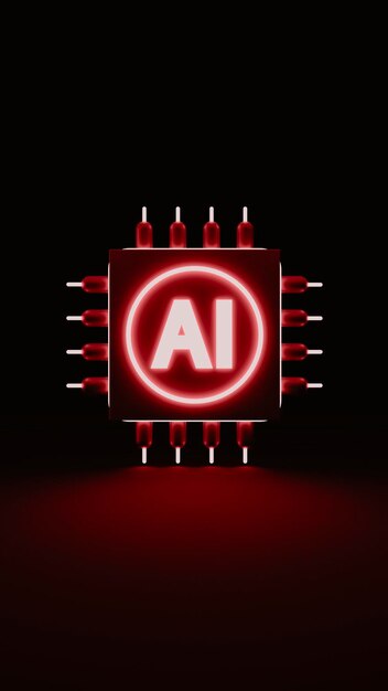 Inteligencia artificial PCB Concepto de implementación de chips de IA en componentes microelectrónicos RED
