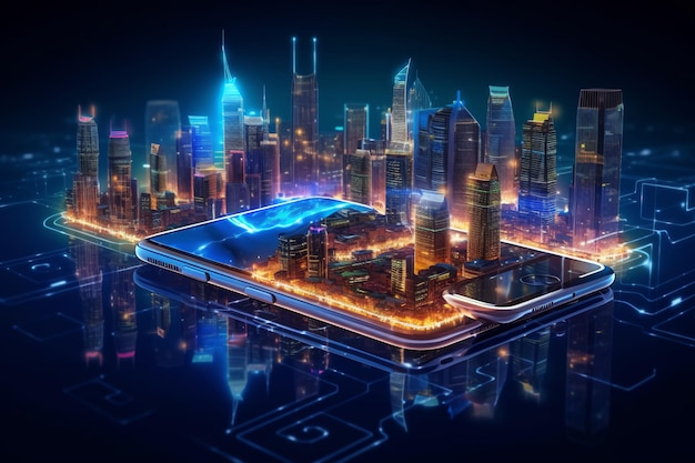 Inteligencia artificial que analiza la inteligencia artificial de la ciudad inteligente Controla la infraestructura de la ciudad IA generativa