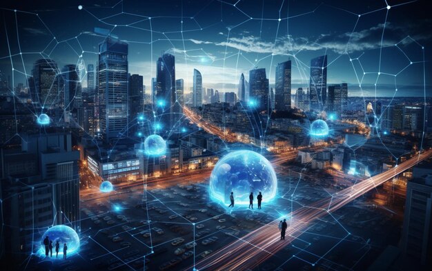 La inteligencia artificial que analiza el tráfico de datos de la infraestructura de la ciudad de control de la IA de la ciudad inteligente garantiza