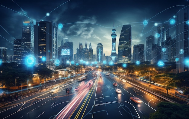 La inteligencia artificial que analiza el tráfico de datos de la infraestructura de la ciudad de control de la IA de la ciudad inteligente garantiza