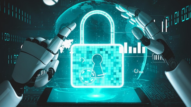 Inteligencia artificial robot futurista esclarecedor concepto de tecnología AI
