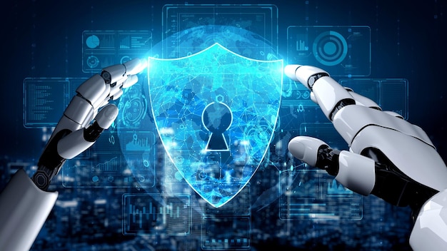 Inteligencia artificial robot futurista esclarecedor concepto de tecnología AI