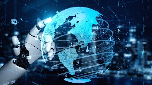 Inteligencia artificial robot futurista esclarecedor concepto de tecnología AI