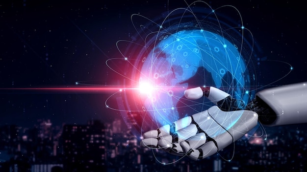 Inteligencia artificial robot futurista esclarecedor concepto de tecnología AI
