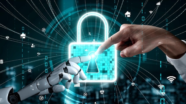 Inteligencia artificial robot futurista esclarecedor concepto de tecnología AI