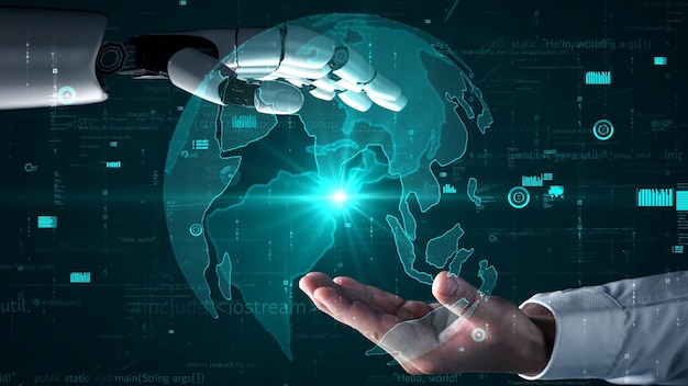 Inteligencia artificial robot futurista esclarecedor concepto de tecnología AI