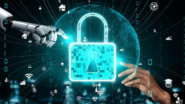 Inteligencia artificial robot futurista esclarecedor concepto de tecnología AI