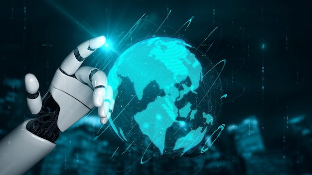 Inteligencia artificial robot futurista esclarecedor concepto de tecnología AI