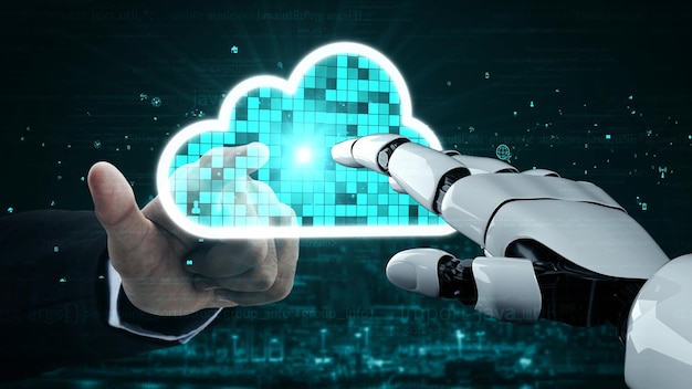 Inteligencia artificial robot futurista esclarecedor concepto de tecnología AI