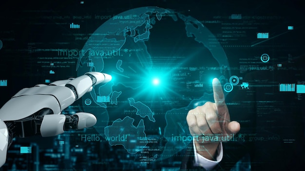 Inteligencia artificial robot futurista esclarecedor concepto de tecnología AI