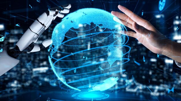 Inteligencia artificial robot futurista esclarecedor concepto de tecnología AI