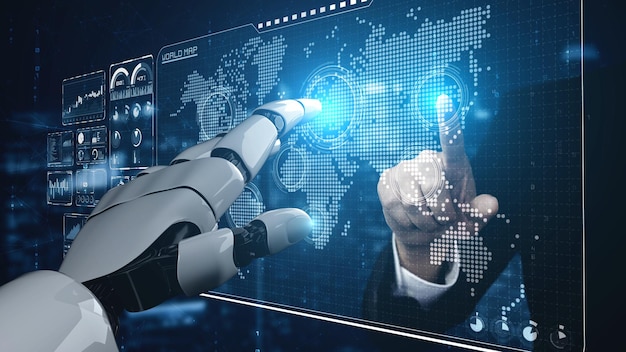 Inteligencia artificial robot futurista esclarecedor concepto de tecnología AI