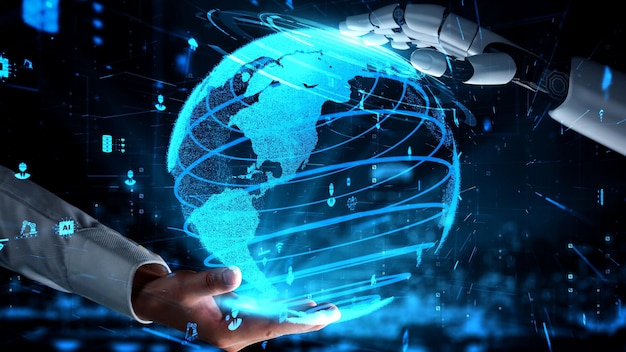 Inteligencia artificial robot futurista esclarecedor concepto de tecnología AI