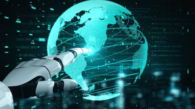 Inteligencia artificial robot futurista esclarecedor concepto de tecnología AI