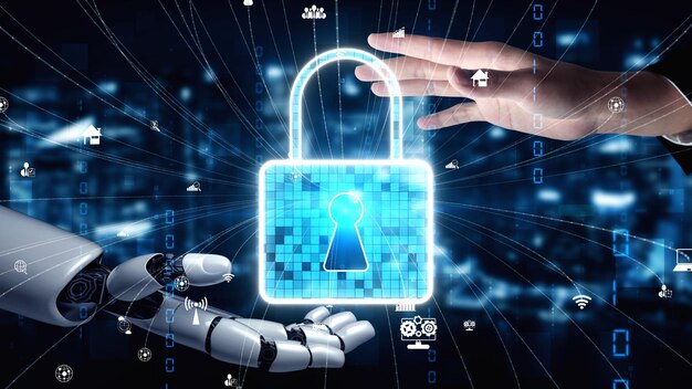 Inteligencia artificial robot futurista esclarecedor concepto de tecnología AI