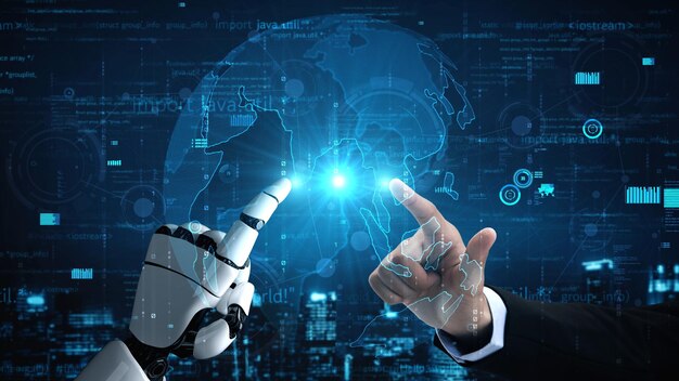 Inteligencia artificial robot futurista esclarecedor concepto de tecnología AI