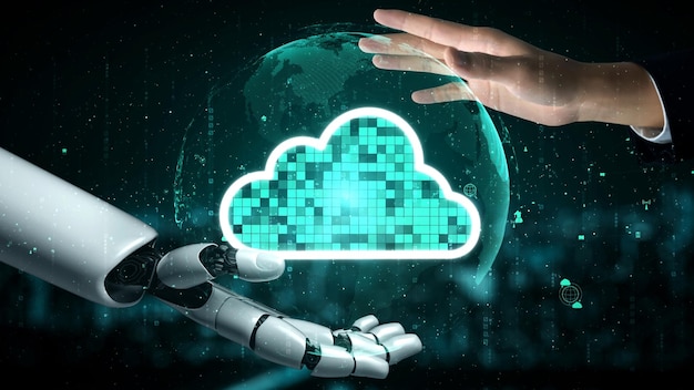 Inteligencia artificial robot futurista esclarecedor concepto de tecnología AI