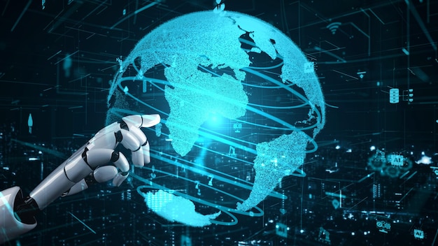 Inteligencia artificial robot futurista esclarecedor concepto de tecnología AI