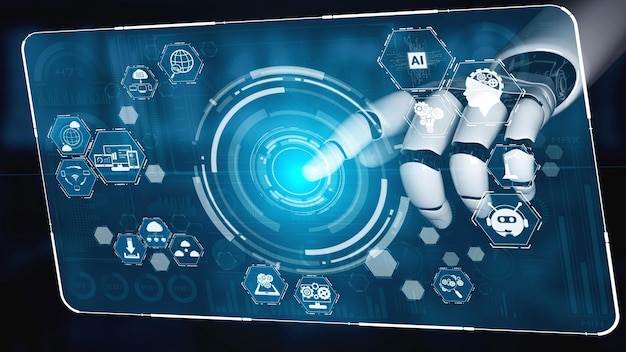Inteligencia artificial robot futurista esclarecedor concepto de tecnología AI