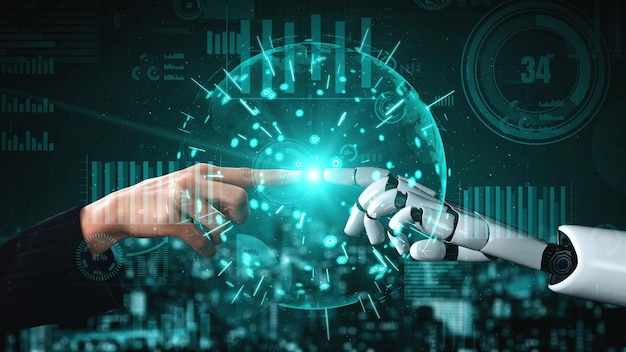Inteligencia artificial robot futurista esclarecedor concepto de tecnología AI