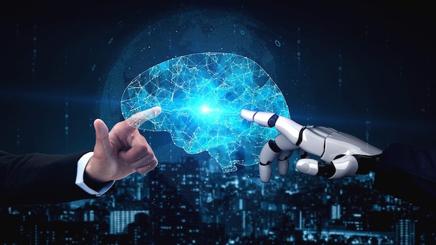 Inteligencia artificial robot futurista esclarecedor concepto de tecnología AI