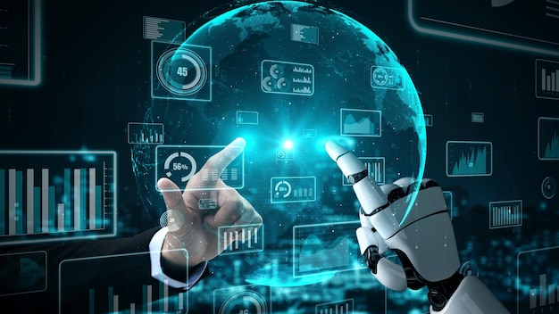 Inteligencia artificial robot futurista esclarecedor concepto de tecnología AI