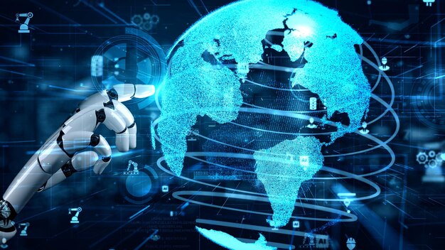 Inteligencia artificial robot futurista esclarecedor concepto de tecnología AI