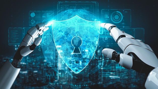 Inteligencia artificial robot futurista esclarecedor concepto de tecnología AI