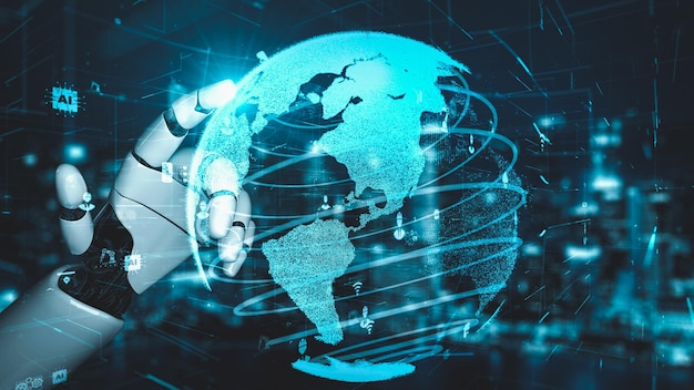 Inteligencia artificial robot futurista esclarecedor concepto de tecnología AI