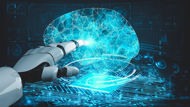 Inteligencia artificial robot futurista esclarecedor concepto de tecnología AI