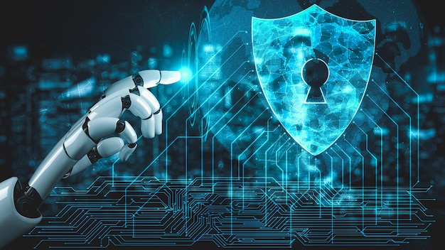 Inteligencia artificial robot futurista esclarecedor concepto de tecnología AI