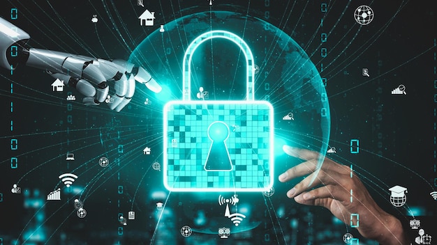 Inteligencia artificial robot futurista esclarecedor concepto de tecnología AI