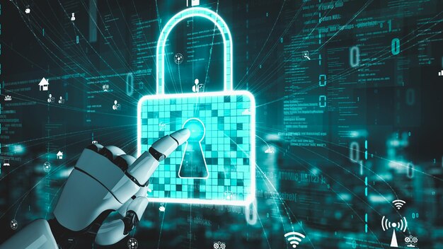 Inteligencia artificial robot futurista esclarecedor concepto de tecnología AI