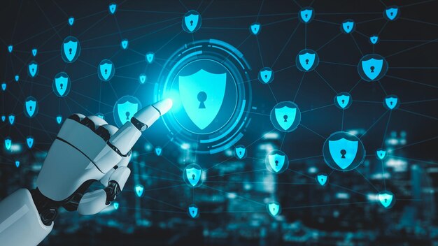 Inteligencia artificial robot futurista esclarecedor concepto de tecnología AI