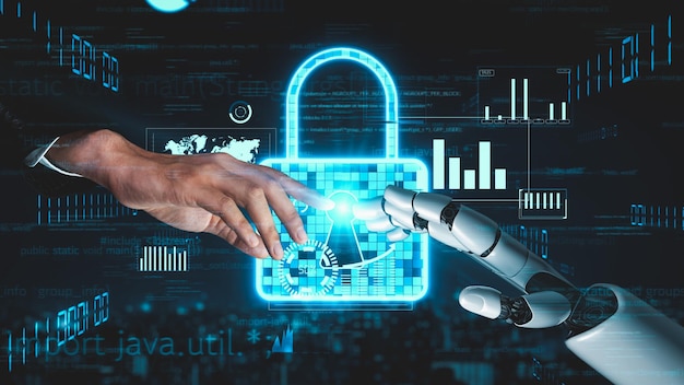 Inteligencia artificial robot futurista esclarecedor concepto de tecnología AI