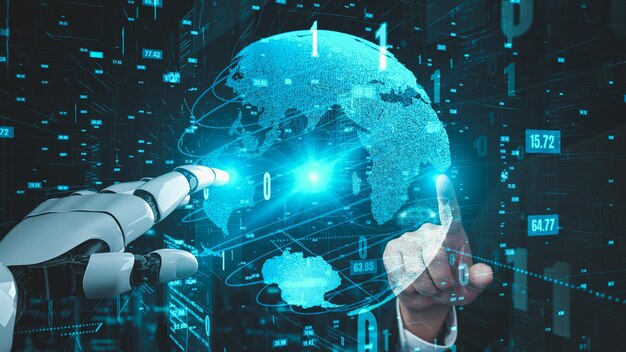Inteligencia artificial robot futurista esclarecedor concepto de tecnología AI