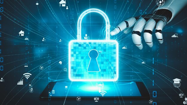 Inteligencia artificial robot futurista esclarecedor concepto de tecnología AI
