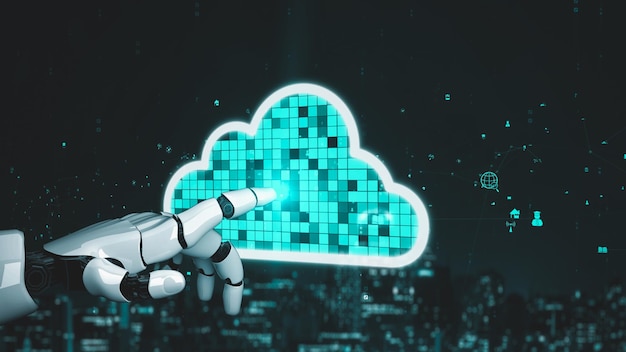Inteligencia artificial robot futurista esclarecedor concepto de tecnología AI