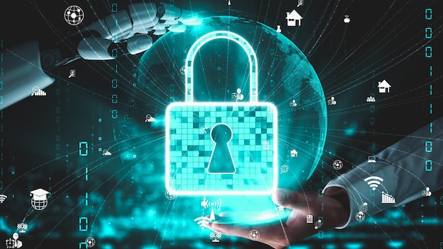 Inteligencia artificial robótica futurista que ilumina el desarrollo de la tecnología de IA y el concepto de aprendizaje automático Investigación científica biónica robótica global para el futuro de la vida humana Gráfico de representación 3D